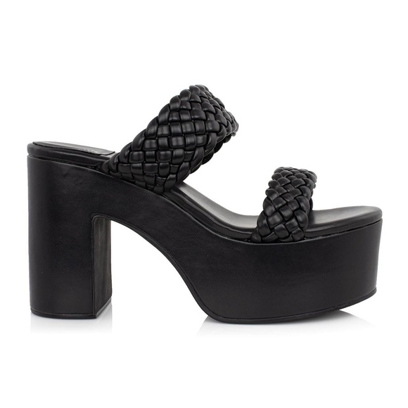 Jeffery Campbell Bamba Braided Platform Heels Black Womens Size 8 Chunky Sandals - Picture 4 of 15